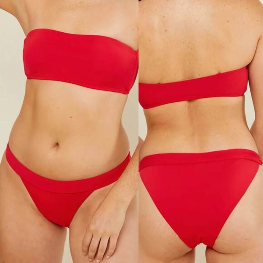 Andie Swim S Bottom Banded CHEEKY Bottom Cherry Red